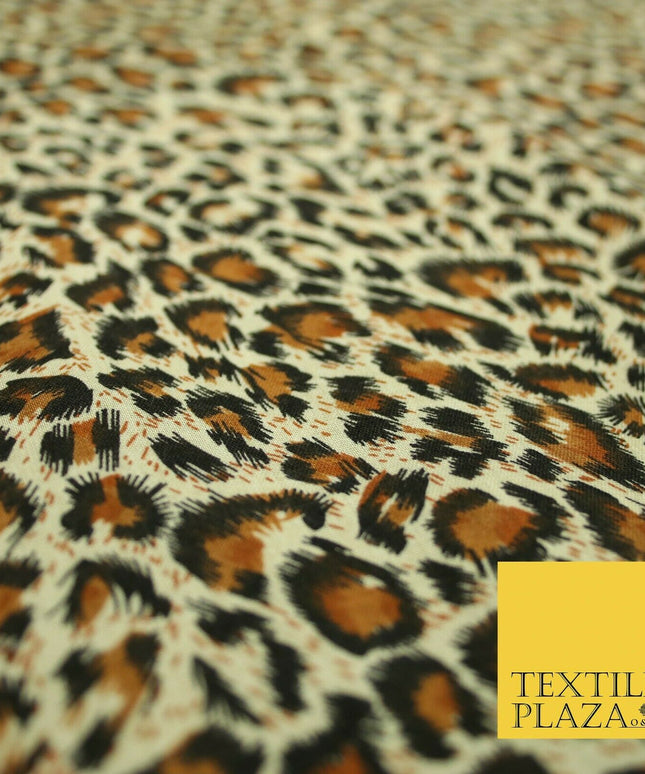 Classic Mini Leopard Cheetah Animal Printed Poly Cotton Fabric Polycotton 5032