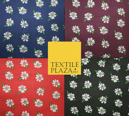 Falling Floral Daisy Flower Stripe Pin Dot Printed Poly Cotton Fabric Polycotton