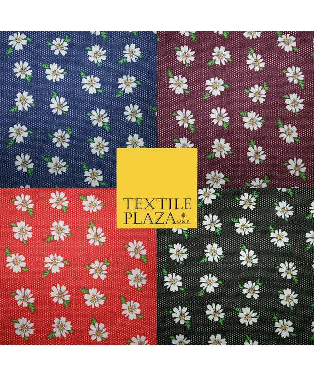 Falling Floral Daisy Flower Stripe Pin Dot Printed Poly Cotton Fabric Polycotton