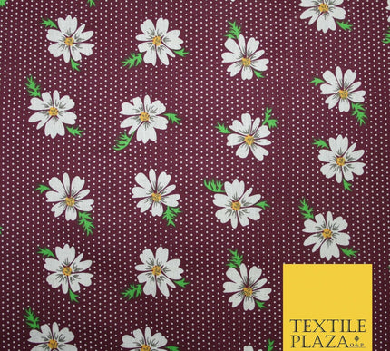 Falling Floral Daisy Flower Stripe Pin Dot Printed Poly Cotton Fabric Polycotton