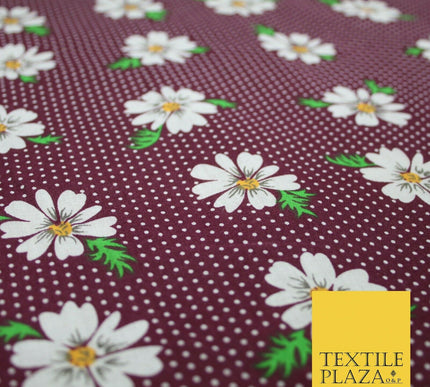 Falling Floral Daisy Flower Stripe Pin Dot Printed Poly Cotton Fabric Polycotton