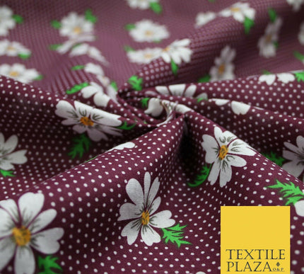 Falling Floral Daisy Flower Stripe Pin Dot Printed Poly Cotton Fabric Polycotton