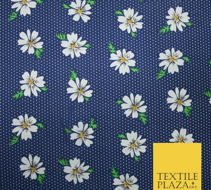 Falling Floral Daisy Flower Stripe Pin Dot Printed Poly Cotton Fabric Polycotton