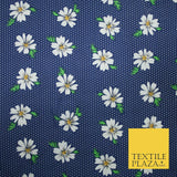 Falling Floral Daisy Flower Stripe Pin Dot Printed Poly Cotton Fabric Polycotton