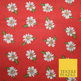 Falling Floral Daisy Flower Stripe Pin Dot Printed Poly Cotton Fabric Polycotton
