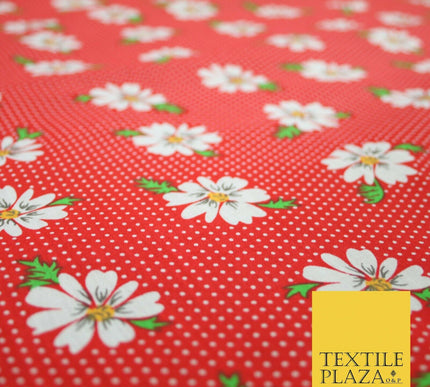 Falling Floral Daisy Flower Stripe Pin Dot Printed Poly Cotton Fabric Polycotton