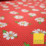 Falling Floral Daisy Flower Stripe Pin Dot Printed Poly Cotton Fabric Polycotton