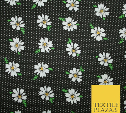 Falling Floral Daisy Flower Stripe Pin Dot Printed Poly Cotton Fabric Polycotton