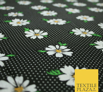 Falling Floral Daisy Flower Stripe Pin Dot Printed Poly Cotton Fabric Polycotton