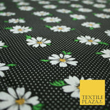 Falling Floral Daisy Flower Stripe Pin Dot Printed Poly Cotton Fabric Polycotton