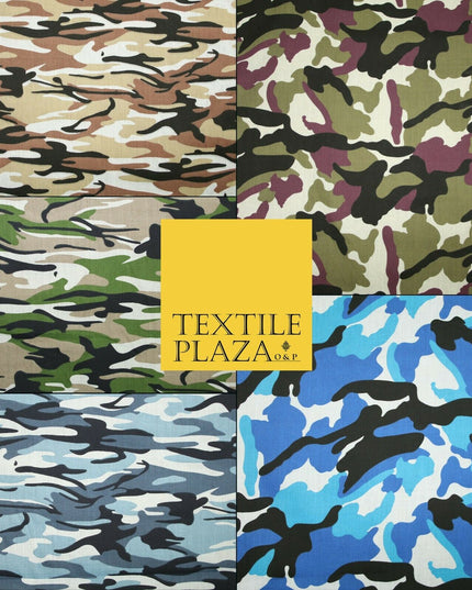 Camouflage Camo Woodland Leaf Printed Poly Cotton Fabric Polycotton 5 COLOURS