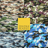 Camouflage Camo Woodland Leaf Printed Poly Cotton Fabric Polycotton 5 COLOURS
