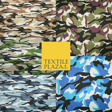 Camouflage Camo Woodland Leaf Printed Poly Cotton Fabric Polycotton 5 COLOURS