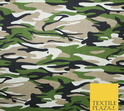 Camouflage Camo Woodland Leaf Printed Poly Cotton Fabric Polycotton 5 COLOURS