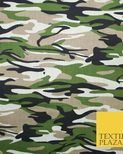 Camouflage Camo Woodland Leaf Printed Poly Cotton Fabric Polycotton 5 COLOURS
