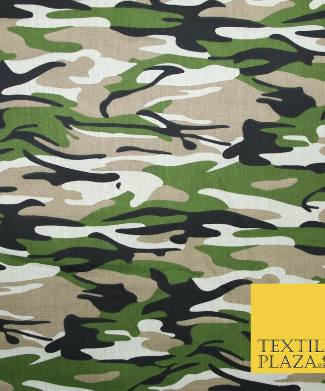 Camouflage Camo Woodland Leaf Printed Poly Cotton Fabric Polycotton 5 COLOURS