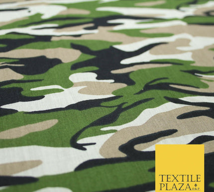 Camouflage Camo Woodland Leaf Printed Poly Cotton Fabric Polycotton 5 COLOURS