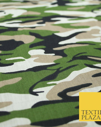 Camouflage Camo Woodland Leaf Printed Poly Cotton Fabric Polycotton 5 COLOURS