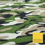 Camouflage Camo Woodland Leaf Printed Poly Cotton Fabric Polycotton 5 COLOURS