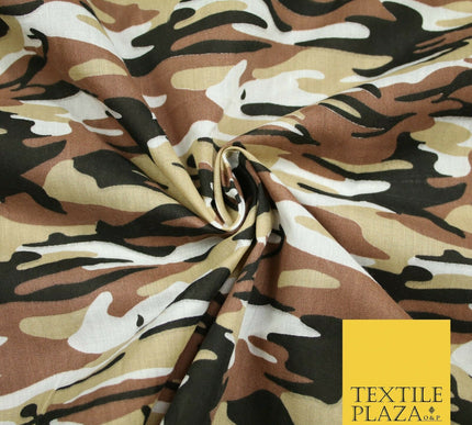 Camouflage Camo Woodland Leaf Printed Poly Cotton Fabric Polycotton 5 COLOURS
