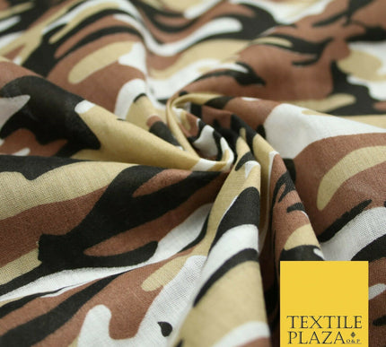 Camouflage Camo Woodland Leaf Printed Poly Cotton Fabric Polycotton 5 COLOURS