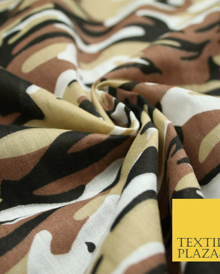 Camouflage Camo Woodland Leaf Printed Poly Cotton Fabric Polycotton 5 COLOURS
