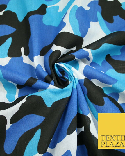 Camouflage Camo Woodland Leaf Printed Poly Cotton Fabric Polycotton 5 COLOURS