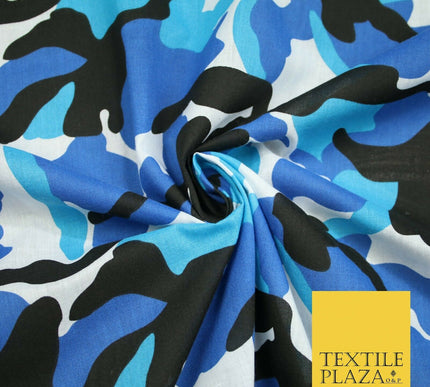 Camouflage Camo Woodland Leaf Printed Poly Cotton Fabric Polycotton 5 COLOURS