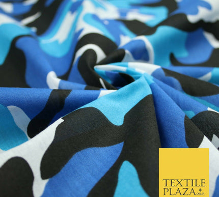 Camouflage Camo Woodland Leaf Printed Poly Cotton Fabric Polycotton 5 COLOURS