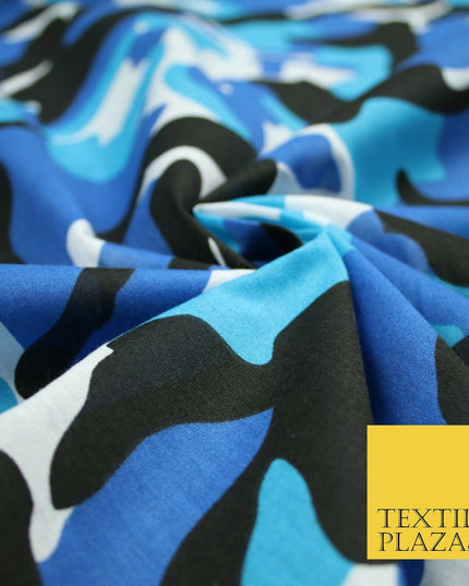 Camouflage Camo Woodland Leaf Printed Poly Cotton Fabric Polycotton 5 COLOURS