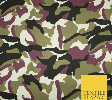 Camouflage Camo Woodland Leaf Printed Poly Cotton Fabric Polycotton 5 COLOURS