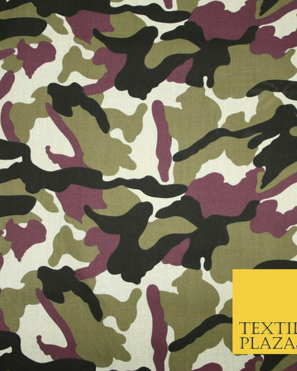 Camouflage Camo Woodland Leaf Printed Poly Cotton Fabric Polycotton 5 COLOURS