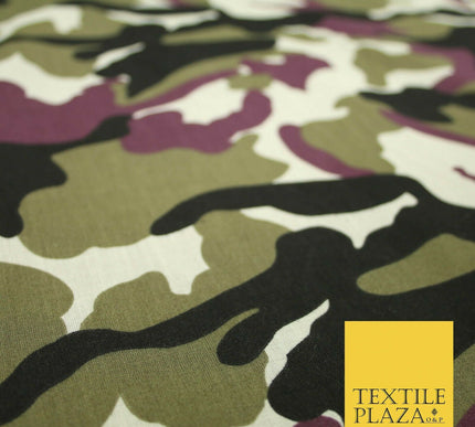 Camouflage Camo Woodland Leaf Printed Poly Cotton Fabric Polycotton 5 COLOURS