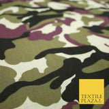 Camouflage Camo Woodland Leaf Printed Poly Cotton Fabric Polycotton 5 COLOURS