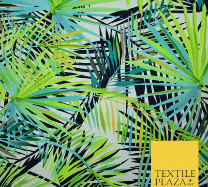 Green Tropical Palm Tree Leaves 100% COTTON CANVAS Printed Fabric Craft 58" 4946