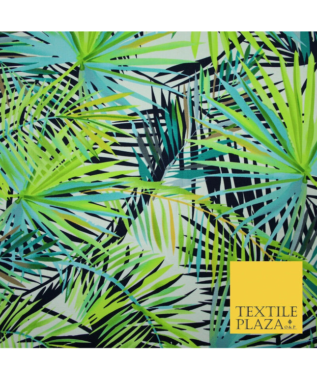 Green Tropical Palm Tree Leaves 100% COTTON CANVAS Printed Fabric Craft 58" 4946
