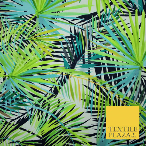 Green Tropical Palm Tree Leaves 100% COTTON CANVAS Printed Fabric Craft 58" 4946
