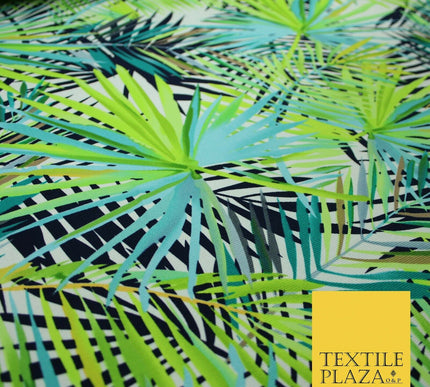 Green Tropical Palm Tree Leaves 100% COTTON CANVAS Printed Fabric Craft 58" 4946