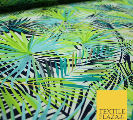 Green Tropical Palm Tree Leaves 100% COTTON CANVAS Printed Fabric Craft 58" 4946