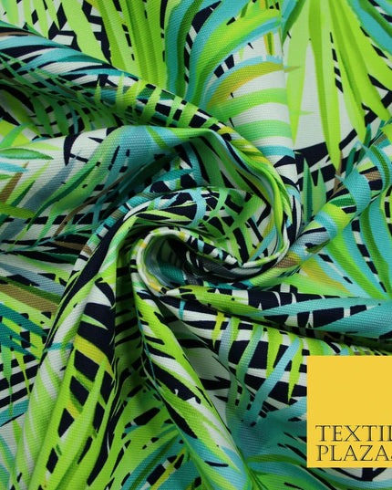 Green Tropical Palm Tree Leaves 100% COTTON CANVAS Printed Fabric Craft 58" 4946