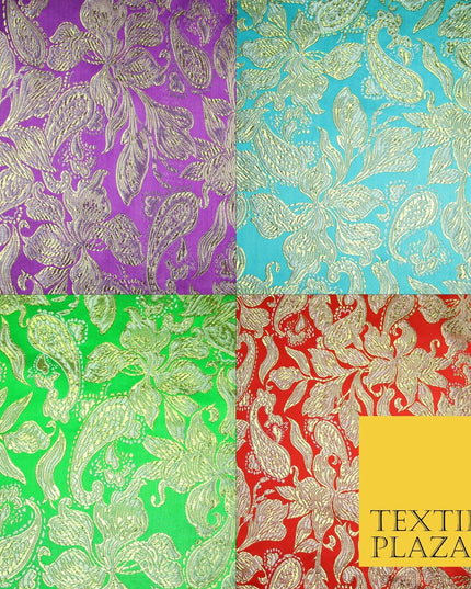 Floral Paisley Oriental Chinese Brocade Metallic Satin Jacquard Fabric 59" wide