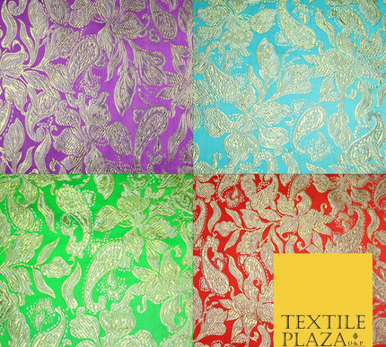 Floral Paisley Oriental Chinese Brocade Metallic Satin Jacquard Fabric 59" wide