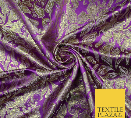 Floral Paisley Oriental Chinese Brocade Metallic Satin Jacquard Fabric 59" wide