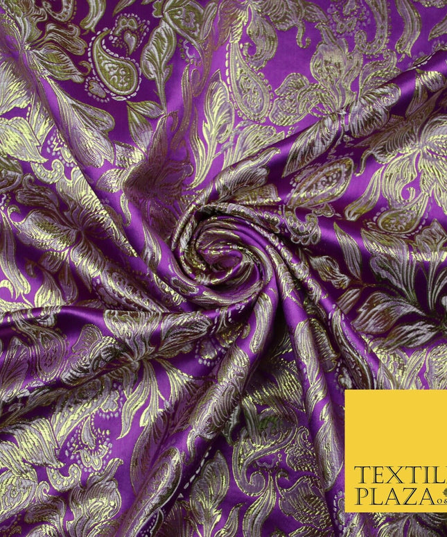 Floral Paisley Oriental Chinese Brocade Metallic Satin Jacquard Fabric 59" wide
