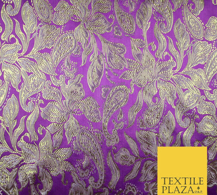 Floral Paisley Oriental Chinese Brocade Metallic Satin Jacquard Fabric 59" wide