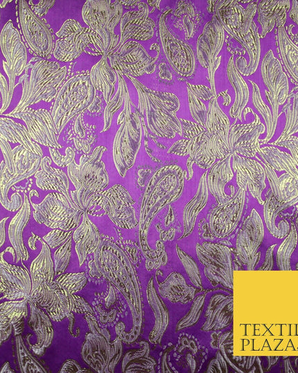 Floral Paisley Oriental Chinese Brocade Metallic Satin Jacquard Fabric 59" wide