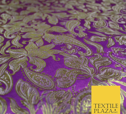 Floral Paisley Oriental Chinese Brocade Metallic Satin Jacquard Fabric 59" wide
