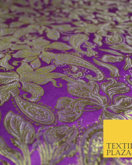 Floral Paisley Oriental Chinese Brocade Metallic Satin Jacquard Fabric 59" wide