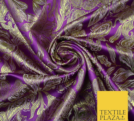 Floral Paisley Oriental Chinese Brocade Metallic Satin Jacquard Fabric 59" wide