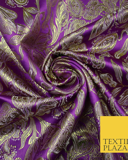 Floral Paisley Oriental Chinese Brocade Metallic Satin Jacquard Fabric 59" wide